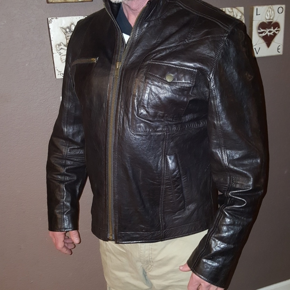 Cole Haan Chocolate Brown Lambskin Jacket